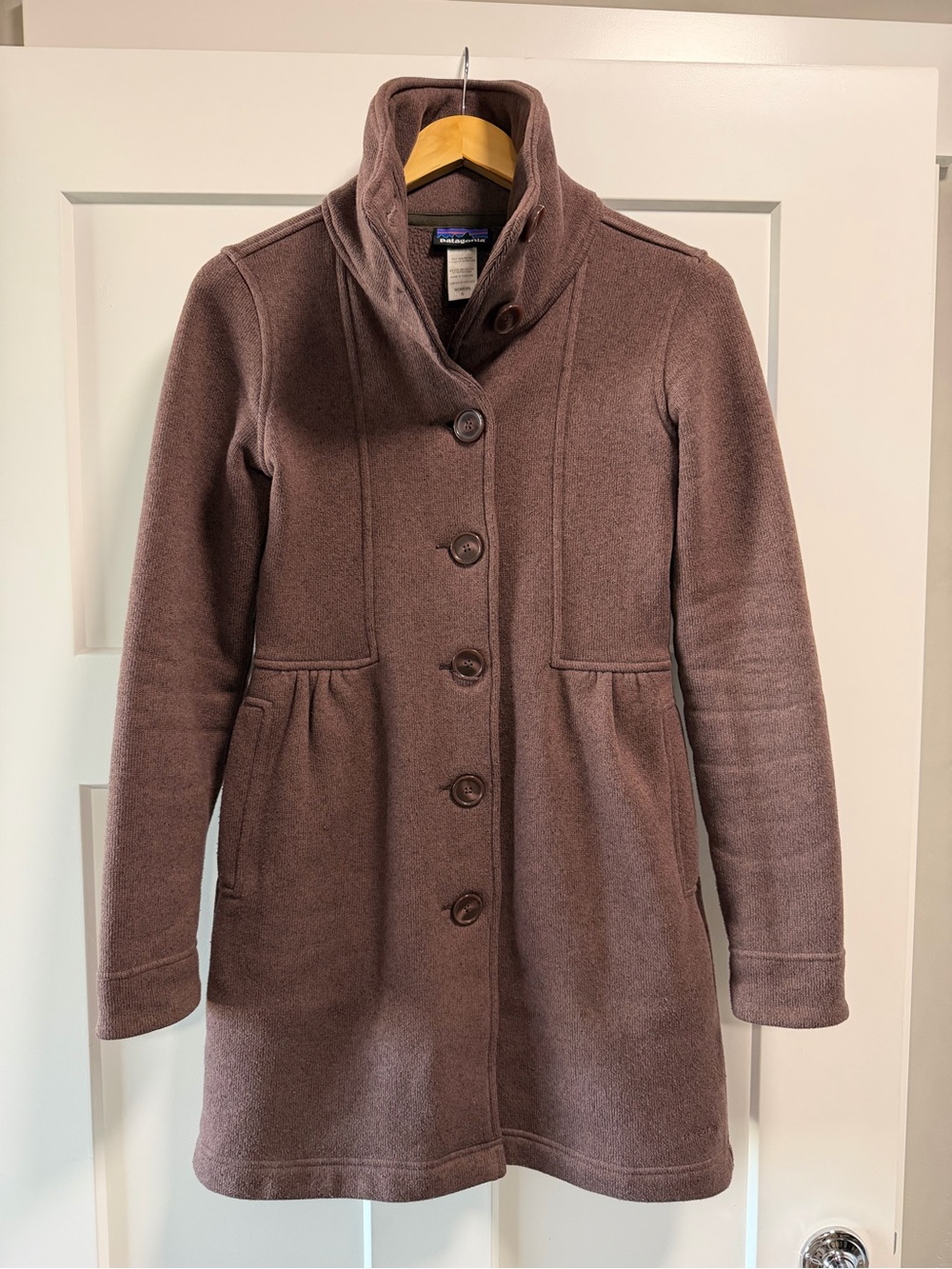 Patagonia Women's Mauve-Brown Button-Up Fleece Pea Coat